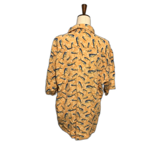 Columbia Swordfish Print Men's Short Sleeve Button Down Shirt (L) - Picture 6 of 9